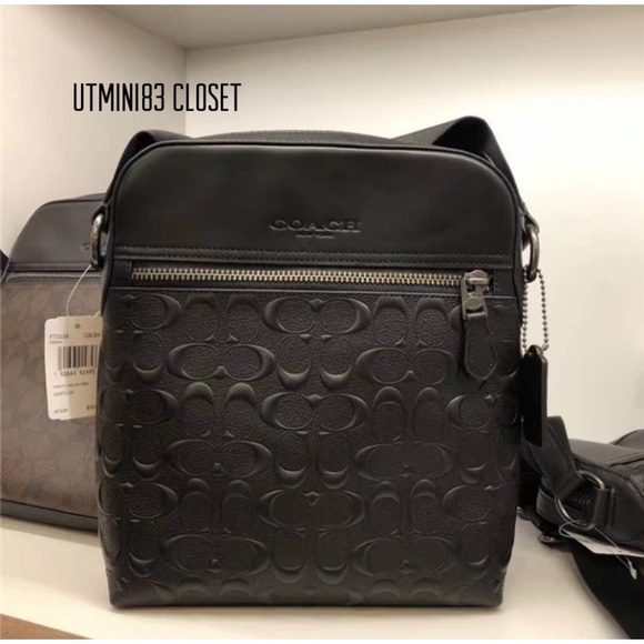 🌈💯NEW🌈Coach Men Houston Flight bag in signature/crossbody bag/messenger bag🆕 - Picture 11 of 13